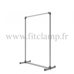 Pavement display frame for tension banner on aluminium tubular structure. FitClamp.