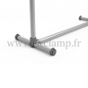 Pavement display frame for tension banner on aluminium tubular structure. Detail of tube clamp fitting foot 125. FitClamp