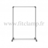 Pavement display frame for tension banner on aluminium tubular structure. Detail of tube clamp fitting foot 125. FitClamp
