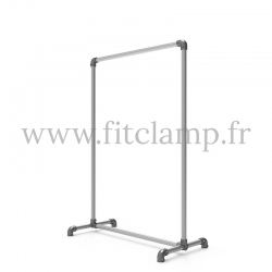Stop-trottoir pour bâche tendue en structure tubulaire. Piètement raccord tubulaire coude 90°