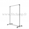 Pavement display frame for tension banner on aluminium tubular structure. Detail of tube clamp fitting foot 125. FitClamp