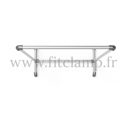 Stop-trottoir pour bâche tendue en structure tubulaire. Piètement raccord tubulaire coude 90°. Vue Haut