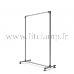 Stop-trottoir pour bâche tendue en structure tubulaire. Piètement raccord tubulaire 143