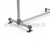 Pavement display frame for tension banner on aluminium tubular structure. Detail of tube clamp fitting foot 143. FitClamp