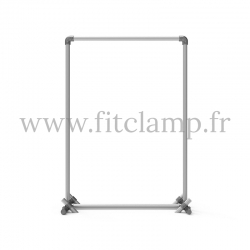 Stop-trottoir pour bâche tendue en structure tubulaire. Piètement piquet. Face avant