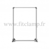 Pavement display frame for tension banner on aluminium tubular structure.