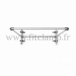 Pavement display frame for tension banner on aluminium tubular structure.