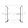 Cube display frame for tension banner on aluminium tubular structure. With reinforcement