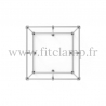 Cube display frame for tension banner on aluminium tubular structure. With reinforcement on each side.