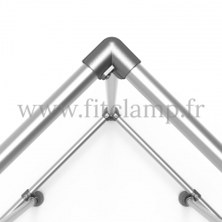 Cube display frame for tension banner on aluminium tubular structure.