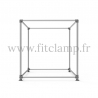 Cube display frame for tension banner on aluminium tubular structure. Easy to install.