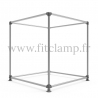 Cube display frame for tension banner on aluminium tubular structure. FitClamp.