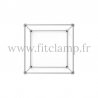 Cube display frame for tension banner on aluminium tubular structure.