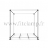 Cube display frame for tension banner on aluminium tubular structure.