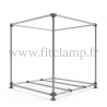 Cube display frame for tension banner on aluminium tubular structure. Floor reinforcement.