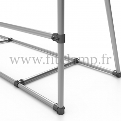 Mobile display frame for tension banner on aluminium tubular structure. Detail.