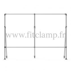 Cadre d’affichage fixe pour bâche tendue en structure tubulaire avec renfort. Face avant