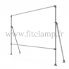 Fixed display frame for tension banner on aluminium tubular structure. FitClamp.