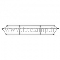 A-frame display structure for tension banner on aluminium tubular structure.