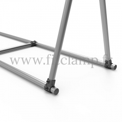 A-frame display structure for tension banner on aluminium tubular structure. Easy to install.