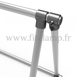 A-frame display structure for tension banner on aluminium tubular structure. Detail.