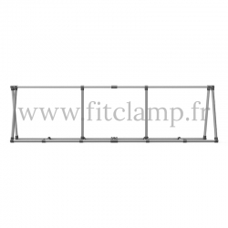 A-frame display structure for tension banner on aluminium tubular structure. With 2 center reinforcements.