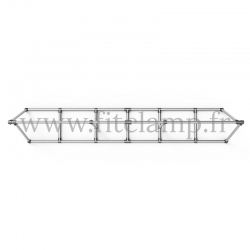 A-frame display structure for tension banner on aluminium tubular structure. With 3 center reinforcements. FitClamp.