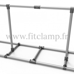A-frame display structure for tension banner on aluminium tubular structure. Extension.