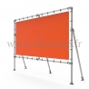 Fixed display frame with tension banner on aluminium tubular structure. With reinforcements. FitClamp.