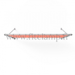 Fixed display frame with tension banner on aluminium tubular structure.