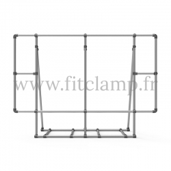 XL display frame for tension banner on aluminium tubular structure. With center reinforcement.
