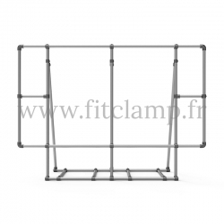Cadre d’affichage XL sur pied pour bâche tendue en structure tubulaire. Avec renfort