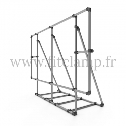 XL display frame for tension banner on aluminium tubular structure. For assembly, all you need is a simple Allen key.