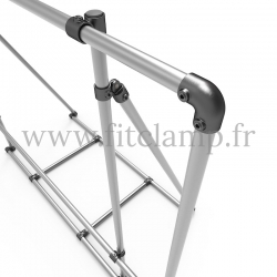 XL display frame for tension banner on aluminium tubular structure. Detail.