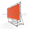 Cadre d’affichage XL sur pied avec bâche tendue en structure tubulaire. Assemblage tubulaire Tube Aluminium