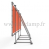 XL display frame with tension banner on aluminium tubular structure.