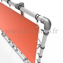 XL display frame with tension banner on aluminium tubular structure.