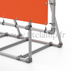 XL display frame with tension banner on aluminium tubular structure.