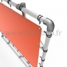 XL display frame with tension banner on aluminium tubular structure.