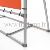 Mobile display frame with tension banner on aluminium tubular structure. Detail