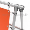 A-frame display structure with tension banner on aluminium tubular structure. Detail.
