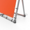 A-frame display structure with tension banner on aluminium tubular structure.