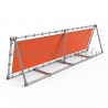 A-frame display structure with tension banner on aluminium tubular structure. On side