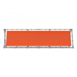 A-frame display structure with tension banner on aluminium tubular structure.
