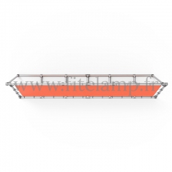 A-frame display structure with tension banner on aluminium tubular structure.