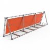 A-frame display structure with tension banner on aluminium tubular structure. With 2 reinforcement. FitClamp.