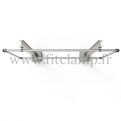 Large display frame for tension banner on aluminium tubular structure.