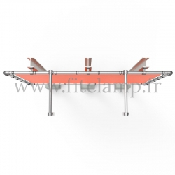 Large tubular display frame with stretched canvas, tubular structure