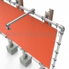 Large tubular display frame with stretched canvas, tubular structure