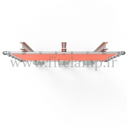 Large tubular display frame with stretched canvas, tubular structure